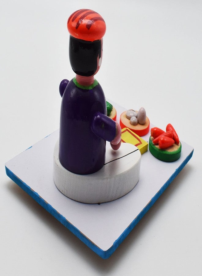 justhandmade Wooden Men Vegetable | Fish Vendor | Golu Bommai | Home Decor Showpiece | Gift (JHMVEN216) - Image 3